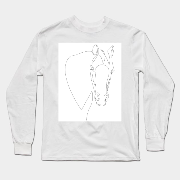 horse - one line art Long Sleeve T-Shirt by addillum